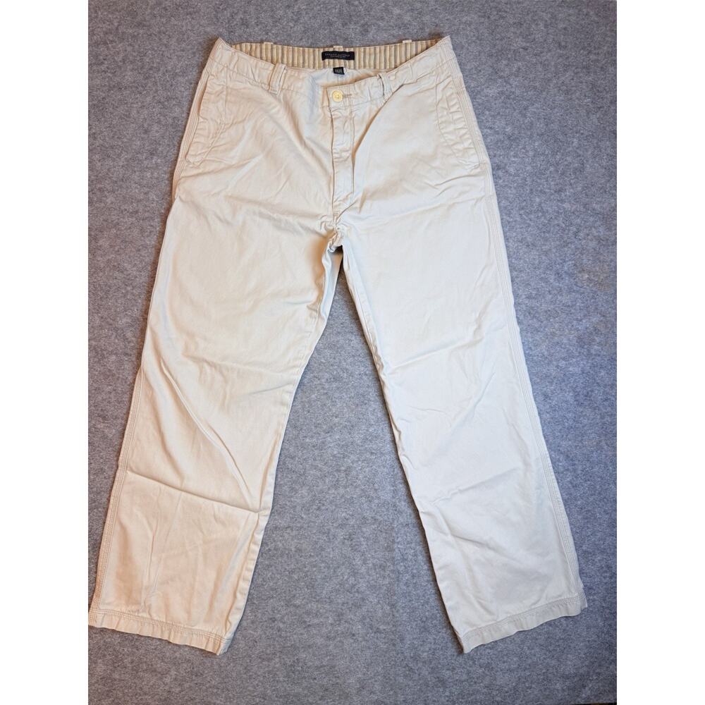 Banana Republic Vintage Chino Cream and White Pants 100% Cotton Mens Size 34/30